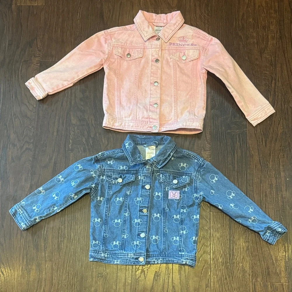 Disney Pink Denim Princess Jacket & Blue Minnie Mouse Print Jean Jacket Set - Picture 2 of 16